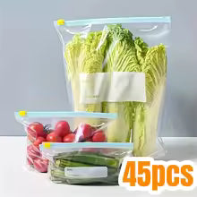 10-45pcs Fresh-keeping Storage Bags Zipper Sealed Food Bags for Fruits Grains Vegetables Meat Leakproof Freezer Storage Access
