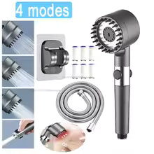 Shower Head with Filter High Pressure Shower Knobs Showers Head One-Key Stop Water Massage Shower System Bathroom Accessories