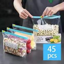 10-45pcs Fresh-keeping Storage Bags Zipper Sealed Food Bags for Fruits Grains Vegetables Meat Leakproof Freezer Storage Access