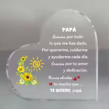 Spanish dad heart-shaped acrylic plaque decoration for men's Father's Day gift, office desk logo, sunflower home decoration