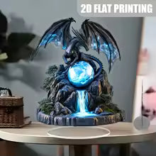 2D Bohemian 8in Acrylic Black Dragon Wings Desktop Decoration Creative Dark Theme Art Model Cool Gift Decor Photography Props