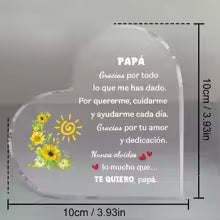 Spanish dad heart-shaped acrylic plaque decoration for men's Father's Day gift, office desk logo, sunflower home decoration