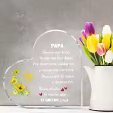 Spanish dad heart-shaped acrylic plaque decoration for men's Father's Day gift, office desk logo, sunflower home decoration